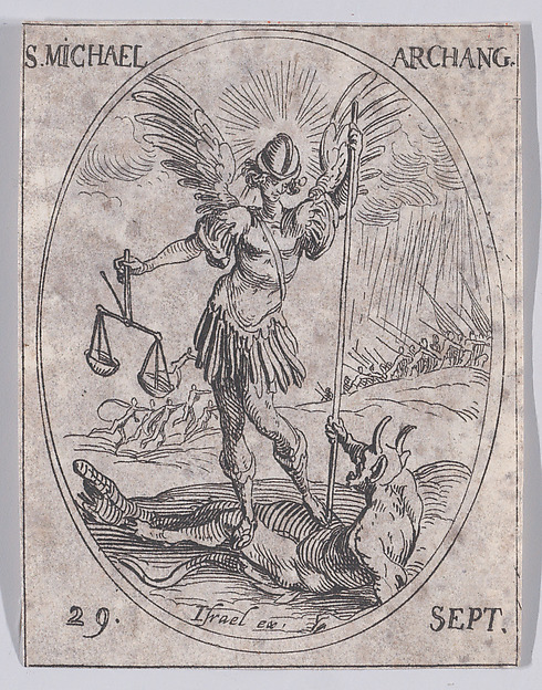 S. Michel, archange (St. Michael, Archangel), September 29th, from "Les Images De Tous Les Saincts et Saintes de L'Année" (Images of All of the Saints and Religious Events of the Year) by Jacques Callot