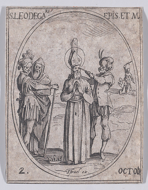 S. Léger, évêque et martyr (St. Leger, Bishop and Martyr), October 2nd, from "Les Images De Tous Les Saincts et Saintes de L'Année" (Images of All of the Saints and Religious Events of the Year)