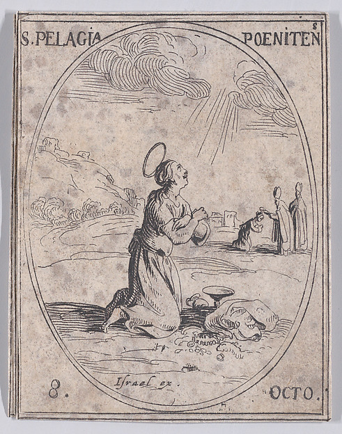 Ste. Pélagie, pénitente (St. Pelagia, Penitent), October 8th, from "Les Images De Tous Les Saincts et Saintes de L'Année" (Images of All of the Saints and Religious Events of the Year)