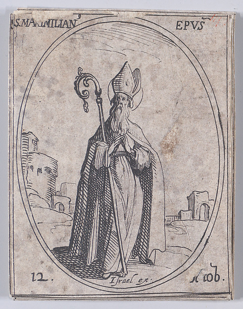 S. Maximilien, évêque (St. Maximilian, Bishop), October 12th, from "Les Images De Tous Les Saincts et Saintes de L'Année" (Images of All of the Saints and Religious Events of the Year)