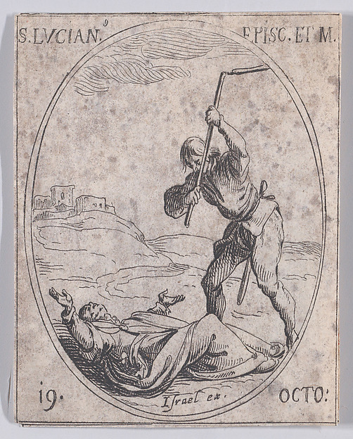 S. Lucien, évêque (St. Lucian, Bishop), October 19th, from "Les Images De Tous Les Saincts et Saintes de L'Année" (Images of All of the Saints and Religious Events of the Year)