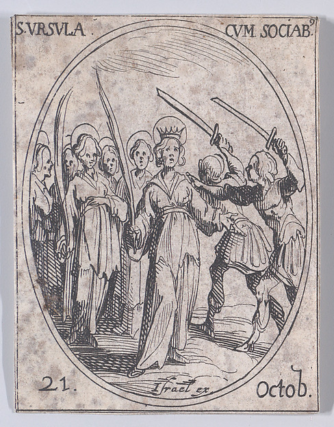 Ste. Ursule et Ses Compagnes (St. Ursula and Her Companions), October 21st, from "Les Images De Tous Les Saincts et Saintes de L'Année" (Images of All of the Saints and Religious Events of the Year)