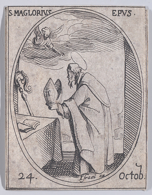 S. Magloire, évêque (St. Maglorius, Bishop), October 24th, from "Les Images De Tous Les Saincts et Saintes de L'Année" (Images of All of the Saints and Religious Events of the Year)