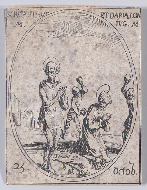 S. Chrisante et Ste. Darie, Sa Femme (St. Chrysanthus and St. Daria, His Wife), October 25th, from "Les Images De Tous Les Saincts et Saintes de L'Année" (Images of All of the Saints and Religious Events of the Year)