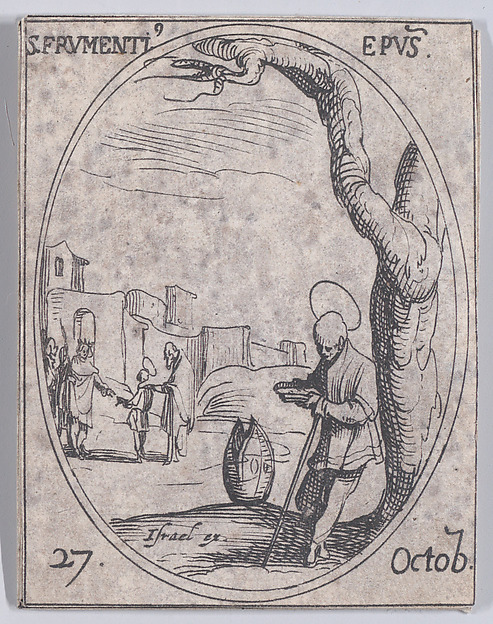 S. Frumence, évêque (St. Frumentius, Bishop), October 27th, from "Les Images De Tous Les Saincts et Saintes de L'Année" (Images of All of the Saints and Religious Events of the Year)