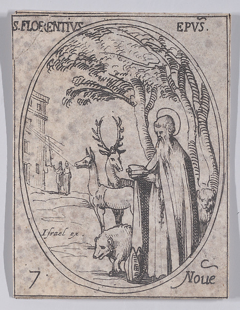 S. Florent, évêque (St. Florentius, Bishop), November 7th, from "Les Images De Tous Les Saincts et Saintes de L'Année" (Images of All of the Saints and Religious Events of the Year)