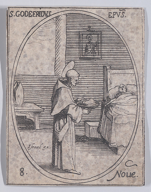 S. Godefroy, évêque (St. Godefroy, Bishop), November 8th, from "Les Images De Tous Les Saincts et Saintes de L'Année" (Images of All of the Saints and Religious Events of the Year)