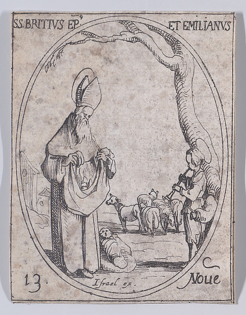 S. Brice, évêque et S. Emilianus (St. Brice, Bishop and St. Emilianus), November 13th, from "Les Images De Tous Les Saincts et Saintes de L'Année" (Images of All of the Saints and Religious Events of the Year)