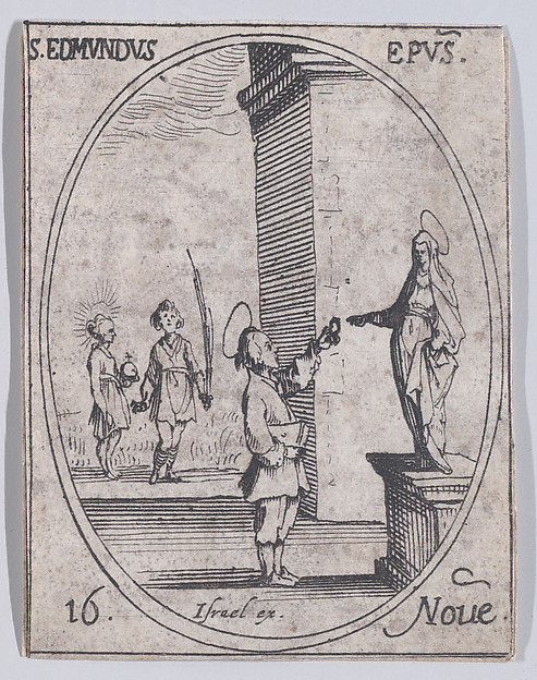 S. Edmond, évêque (St. Edmond, Bishop), November 16th, from "Les Images De Tous Les Saincts et Saintes de L'Année" (Images of All of the Saints and Religious Events of the Year)