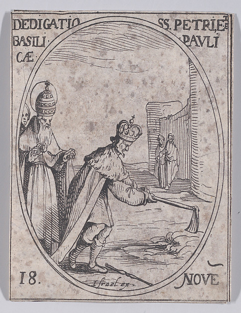 Dédicace des Basiliques S. Pierre et S. Paul (Dedication of Basilicas St. Peter and St. Paul), November 18th, from "Les Images De Tous Les Saincts et Saintes de L'Année" (Images of All of the Saints and Religious Events of the Year) by Jacques Callot