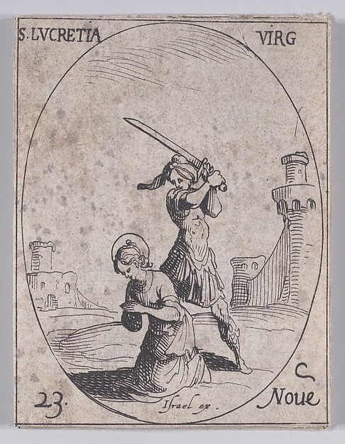 Ste. Lucrèce, vierge (St. Lucretia, Virgin), November 23rd, from "Les Images De Tous Les Saincts et Saintes de L'Année" (Images of All of the Saints and Religious Events of the Year)