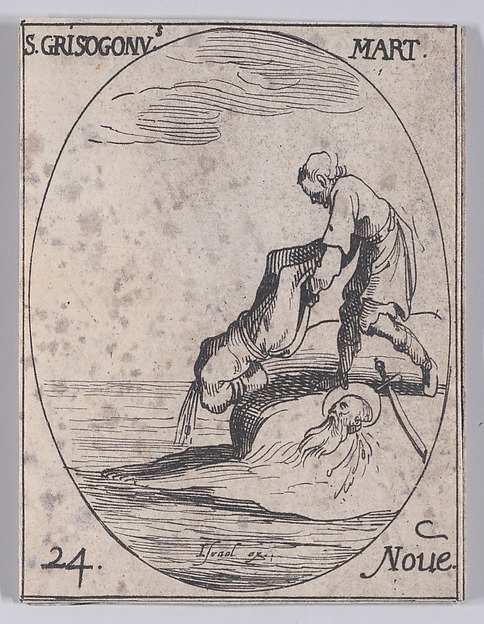 S. Chrysogone, martyr (St. Chrysogonus, Martyr), November 24th, from "Les Images De Tous Les Saincts et Saintes de L'Année" (Images of All of the Saints and Religious Events of the Year)