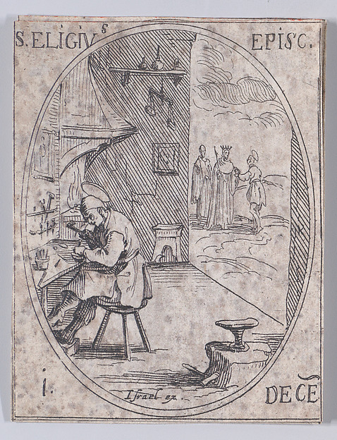 S. Eloim, évêque (St. Eligius, also known as St. Eloi, Bishop), December 1st, from "Les Images De Tous Les Saincts et Saintes de L'Année" (Images of All of the Saints and Religious Events of the Year)