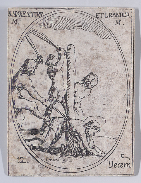 S. Maxence et S. Léandre (St. Maxentius and St. Leander), December 12th, from "Les Images De Tous Les Saincts et Saintes de L'Année" (Images of All of the Saints and Religious Events of the Year)
