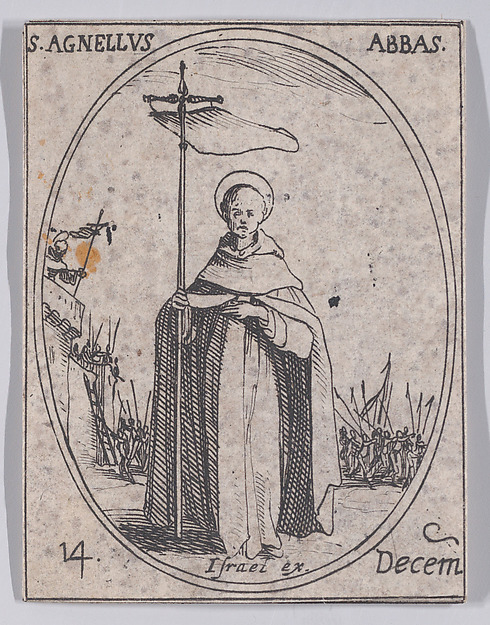 S. Agnelet, abbé (St. Agnellus, Abbot), December 14th, from "Les Images De Tous Les Saincts et Saintes de L'Année" (Images of All of the Saints and Religious Events of the Year)