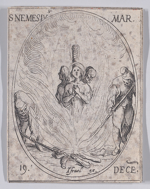 S. Nemèse, martyr (St. Nemesius, Martyr), December 19th, from "Les Images De Tous Les Saincts et Saintes de L'Année" (Images of All of the Saints and Religious Events of the Year)