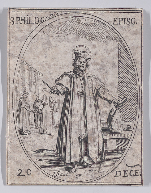 S. Philogone, évêque (St. Philogonius, Bishop), December 20th, from "Les Images De Tous Les Saincts et Saintes de L'Année" (Images of All of the Saints and Religious Events of the Year)
