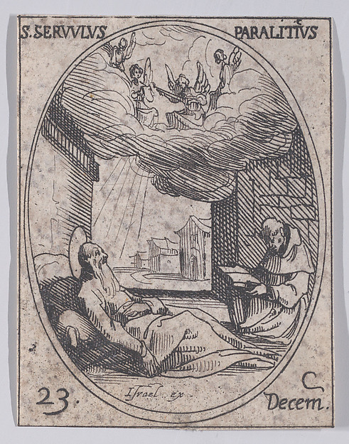 S. Survule, le paralytique (St. Survulus, the paralytic), December 23rd, from "Les Images De Tous Les Saincts et Saintes de L'Année" (Images of All of the Saints and Religious Events of the Year)