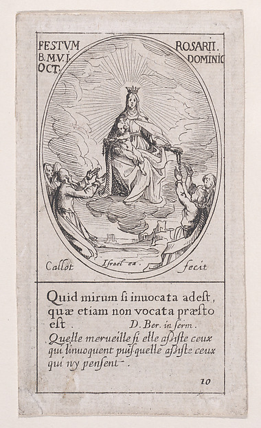 Notre-Dame du Rosaire, La Vierge (Feast of Our Lady of the Rosary), First Sunday in October, from Images des Fêtes Mobiles (Images of Moveable Feasts from the Christian Calendar), part of the series Les Images De Tous Les Saincts et Saintes de L'Année (Images of All of the Saints and Religious Events of the Year), scene 10