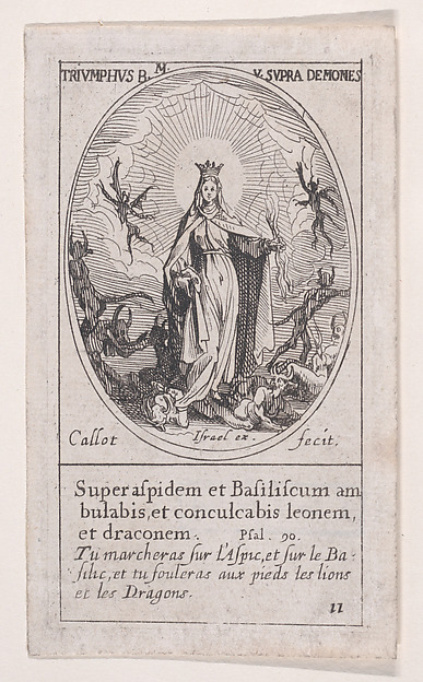 La bienheureuse Vierge Marie triumphant des démons (The Blessed Virgin Mary Triumphing over Demons), from Images des Fêtes Mobiles (Images of Moveable Feasts from the Christian Calendar), part of the series Les Images De Tous Les Saincts et Saintes de L'Année (Images of All of the Saints and Religious Events of the Year), scene 11