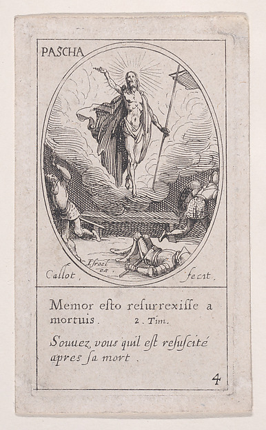 La Résurrection du Christ (The Resurrection of Christ), Easter, from Images des Fêtes Mobiles (Images of Moveable Feasts from the Christian Calendar), part of the series Les Images De Tous Les Saincts et Saintes de L'Année (Images of All of the Saints and Religious Events of the Year), scene 4