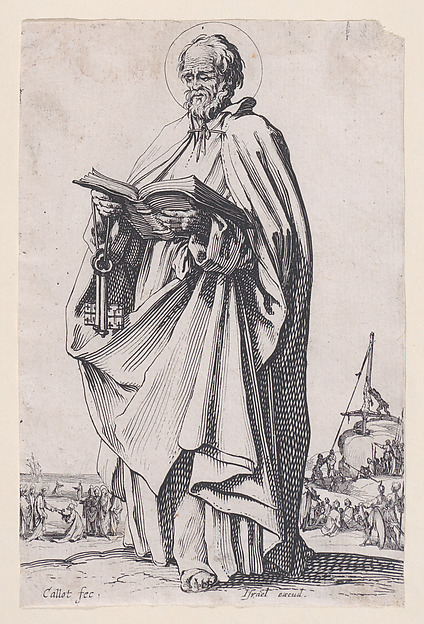 Christ, The Savior, from "Les Grands Apôtres Debout, Représentant Le Sauveur, La Bienheureuse Marie et Les Saints Apôtres" (The Large Standing Apostles, Representing The Savior, The Blessed Mary and The Apostles) by Jacques Callot