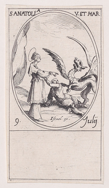 Ste. Anatolie, vierge et martyre (St. Anatolia, Virgin and Martyr), July 9th, from "Les Images De Tous Les Saincts et Saintes de L'Année" (Images of All of the Saints and Religious Events of the Year)
