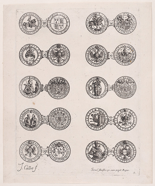 5th Plate, Featuring 10 Coins Issued by European Princes in the 16th and 17th centuries, from Les Monnaies (The Currencies)