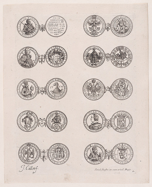 4th Plate, Featuring 10 Coins Issued by European Princes in the 16th and 17th centuries, from Les Monnaies (The Currencies)