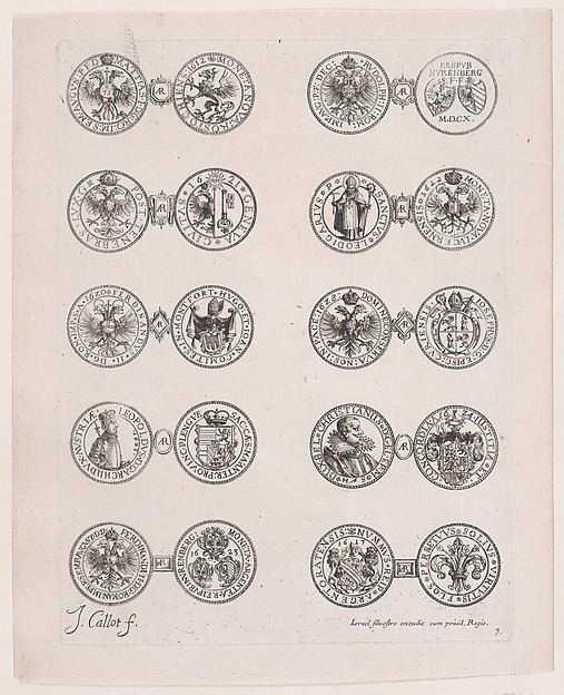 3rd Plate, Featuring 10 Coins Issued by European Princes in the 16th and 17th centuries, from Les Monnaies (The Currencies)