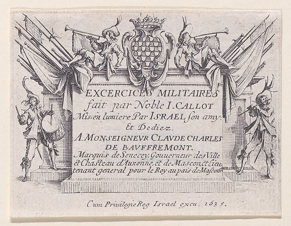 Frontispiece with Dedication to Mr. Claude Charles De Baufremont, Marquis de Senecey, from Les Exercices Militaires (The Military Exercises)
