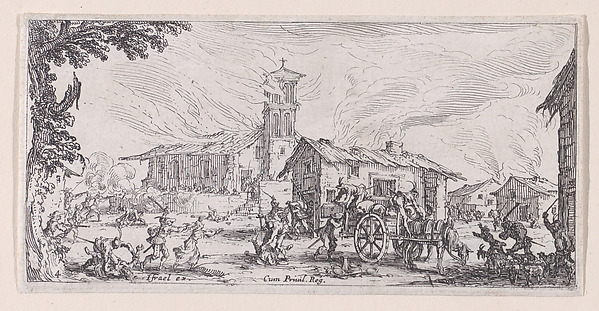 Pillage et Incendie d'un Village (Looting and Burning of a Village), from Les Petites Misères de la Guerre (The Little Miseries of War), plate 4