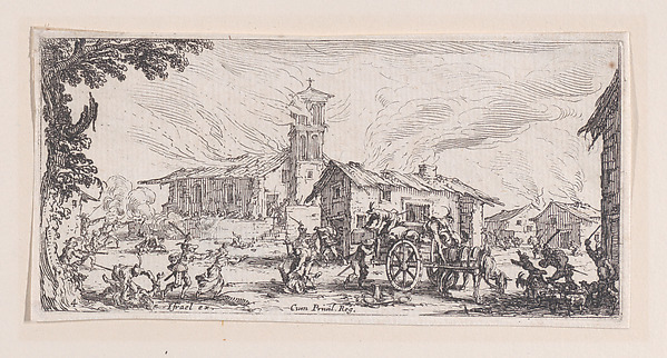 Pillage et Incendie d'un Village (Looting and Burning of a Village), from Les Petites Misères de la Guerre (The Little Miseries of War), plate 4