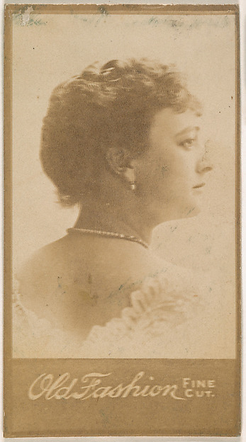 Portrait of actress in profile, from the Actresses series (N664) promoting Old Fashion Fine Cut Tobacco