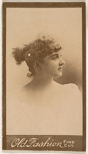 Portrait of actress in profile, from the Actresses series (N664) promoting Old Fashion Fine Cut Tobacco
