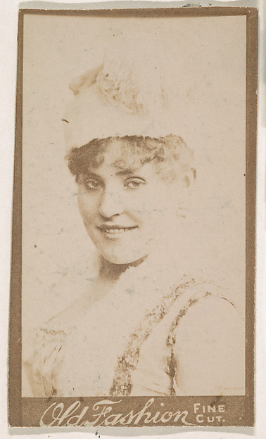 Actress wearing feathered hat, from the Actresses series (N664) promoting Old Fashion Fine Cut Tobacco