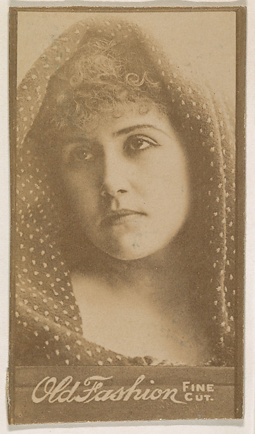 Actress wearing shawl over head, from the Actresses series (N664) promoting Old Fashion Fine Cut Tobacco