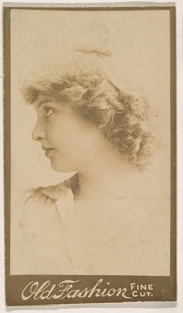 Portrait of actress in profile, from the Actresses series (N664) promoting Old Fashion Fine Cut Tobacco