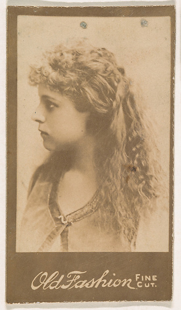 Portrait of actress in profile, from the Actresses series (N664) promoting Old Fashion Fine Cut Tobacco