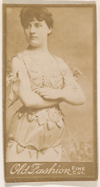 Actress standing with arms crossed, from the Actresses series (N664) promoting Old Fashion Fine Cut Tobacco