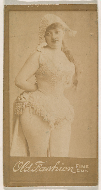 Actress standing with hands behind waist, from the Actresses series (N664) promoting Old Fashion Fine Cut Tobacco