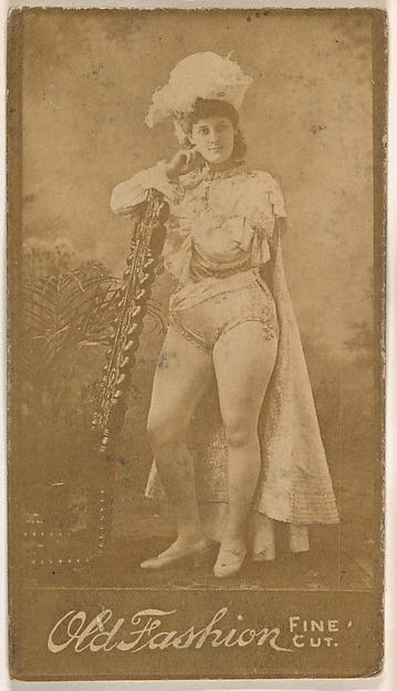 Actress wearing costume with cape, from the Actresses series (N664) promoting Old Fashion Fine Cut Tobacco