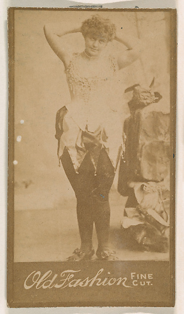 Actress posing with hands behind head, from the Actresses series (N664) promoting Old Fashion Fine Cut Tobacco