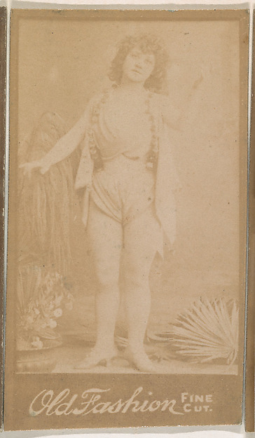 Actress posing with upraised arm, from the Actresses series (N664) promoting Old Fashion Fine Cut Tobacco
