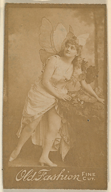 Actress wearing costume with wings, from the Actresses series (N664) promoting Old Fashion Fine Cut Tobacco