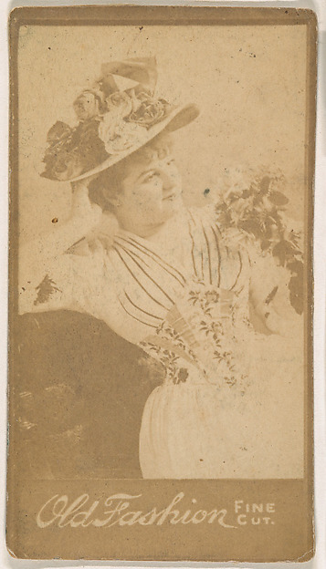 Actress wearing floral hat, from the Actresses series (N664) promoting Old Fashion Fine Cut Tobacco