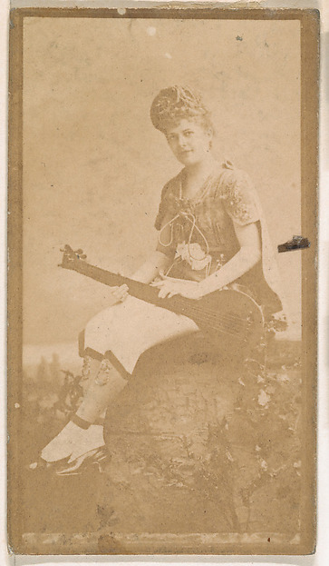 Actress with mandolin, from the Actresses series (N664) promoting Old Fashion Fine Cut Tobacco