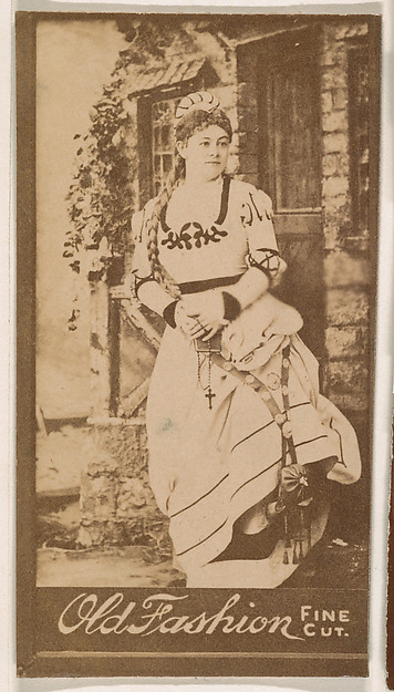 Actress with long braid, from the Actresses series (N664) promoting Old Fashion Fine Cut Tobacco