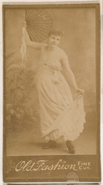 Dancer holding fan, from the Actresses series (N664) promoting Old Fashion Fine Cut Tobacco