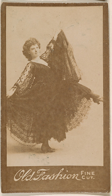Dancer with lace skirt, from the Actresses series (N664) promoting Old Fashion Fine Cut Tobacco